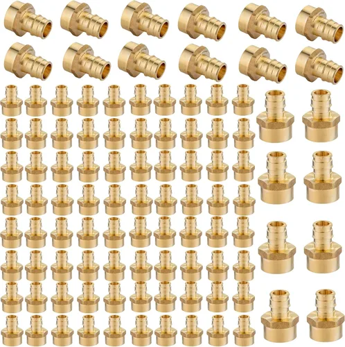 Miniatura 9 de Paquete de 5 accesorios PEX-A, adaptador NPT hembra de expansión de latón de 1 x 1 pulgada, adaptador roscado hembra PEX ASTM F1960 para tubos Pex