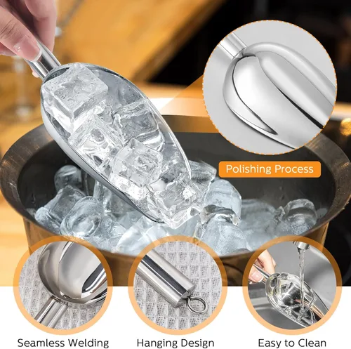 Miniatura 3 de Zhehao 8 cucharas de hielo de metal de acero inoxidable de 6 onzas para máquina de hielo, cocina, congelador, bar, boda, fiesta, cucharas pequeñas