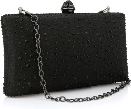 Simcat Bolso de mano de noche con diamantes de imitación para mujer, bolso de fiesta de graduación, boda, novia, fiesta, bolsa de mano con cadena