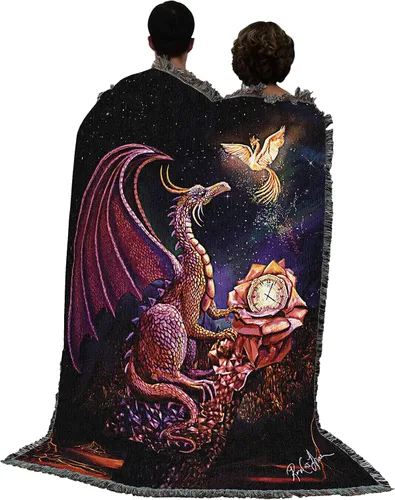 Miniatura 28 de Pure Country Weavers Rose Khan - Manta con diseño de dragón del tiempo de amatista tejida de algodón, hecha en los Estados Unidos (72 x 54 pulgadas)