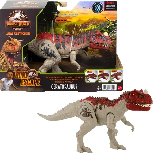 Miniatura 11 de Juguetes de Jurassic World Toys Roar Attack Tiranosaurio Camp Cretaceous Figura de dinosaurio con articulaciones móviles, escultura realista