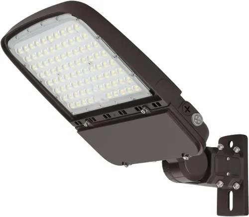 Luz LED de estacionamiento de 240 W con fotocélula, luces de poste comerciales al aire libre con ajuste deslizante y soporte de brazo en 1, 36000LM