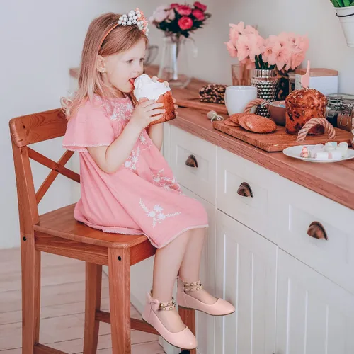 Miniatura 2 de PANDANINJIA Jessica Pearl Bow Ballet Flats Zapatos Doble Tobillo Correa Vestido Bailarina Plana Mary Jane