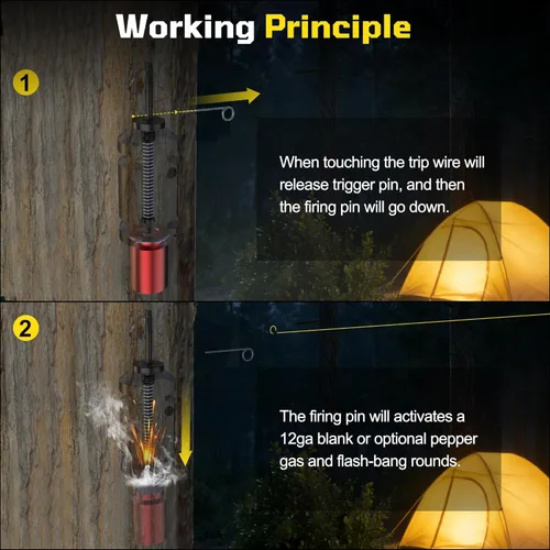 Miniatura 6 de Alarma de viaje perimetral, dispositivo de alarma de alambre de viaje de campamento de calibre 12, sistema de seguridad de alerta temprana