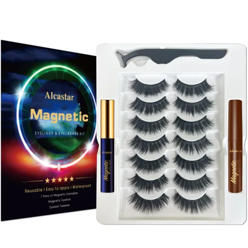 Miniatura 5 de Alcastar - Pestañas magnéticas con kit de delineador de ojos, pestañas magnéticas naturales, a prueba de agua, reutilizables, de larga duración