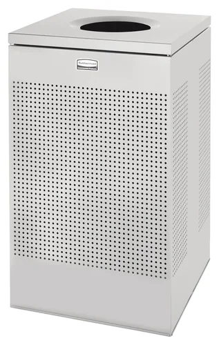 Miniatura 8 de Rubbermaid Commercial Products Silhouette Cubo de basura cuadrado con tapa abierta, 16 galones, plateado metálico, interior para oficinas/vestíbulos