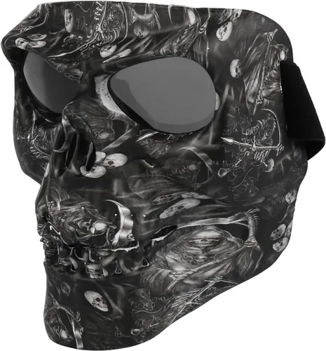 Miniatura 8 de Máscara de calavera espeluznante con lente polarizada para Airsoft, Paintball, Motor Racing Negro