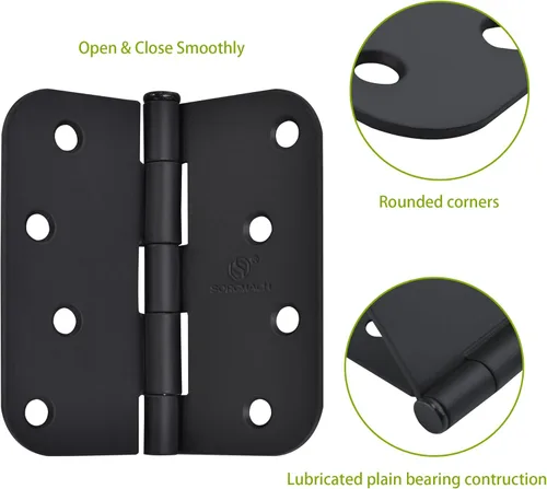 Miniatura 7 de Bisagra para puerta interior de 4 pulgadas, bisagras interiores de 4 pulgadas, color negro mate, bisagras interiores de 4 pulgadas, bisagra de Negro