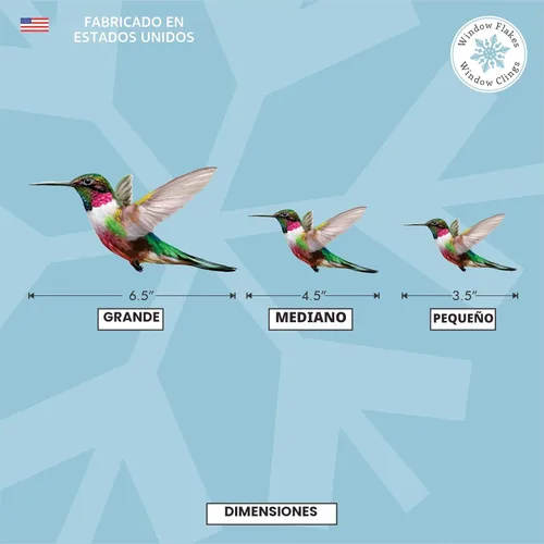 Miniatura 2 de 4 adhesivos para ventanas de colibrí para seguridad de vidrio en puertas, ventanas y paneles. Calcomanías para evitar golpes de pájaros. Fabricado