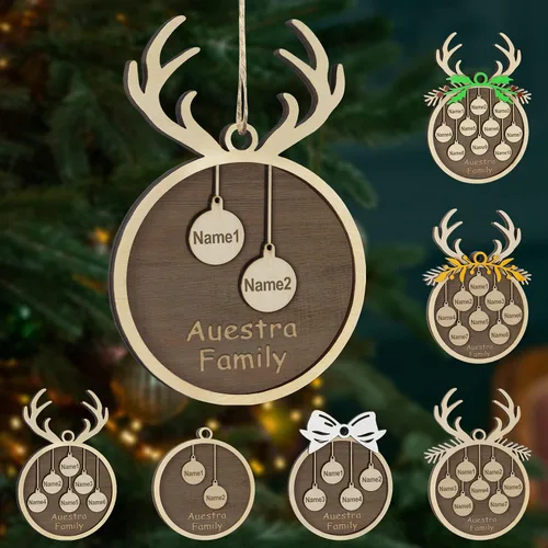 Miniatura 66 de Adornos de Navidad personalizados, familia de 1 nombre, adornos de Navidad de madera personalizados, decoración personalizada, decoración de árbol