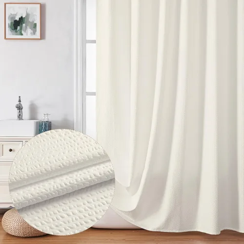Miniatura 35 de OVZME Berry - Cortina de ducha extralarga verde de 96 pulgadas, cortina de baño de tela con textura en relieve 3D, cortina de baño grande para Verde