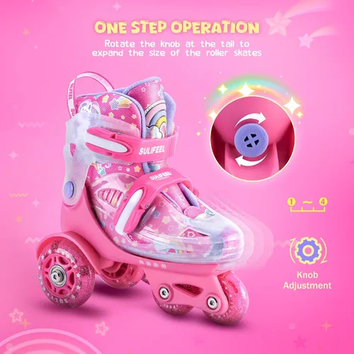 Miniatura 3 de SULIFEEL Patines de Ruedas Ajustables para Niñas Niños Infantiles, Ruedas Divertidas Iluminadas con Luz Flash de Tipo Equilibrio de Tres Puntos