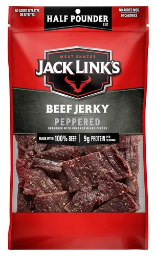 Jack Link's Carne Crujiente de Res, con Pimienta, Bolsa Grande de Media Libra - Bocadillo de Carne Sabroso, Snacks de Proteína Listos para Comer con