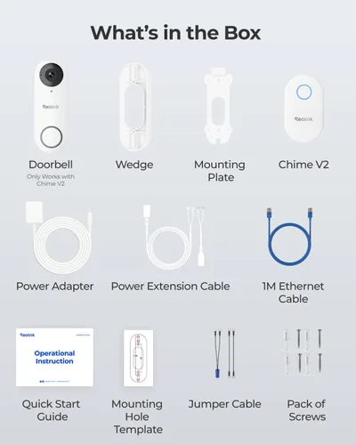 Miniatura 9 de REOLINK Cámara de timbre wifi de video de 2K con timbre, vista de cabeza a pies 3:4, vista de 180°, Wi-Fi de 5/2.4 GHz, comunicación bidireccional