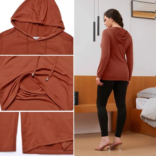 Miniatura 207 de GINKANA Sudadera con capucha para mujer, manga larga, lactancia materna, ropa casual