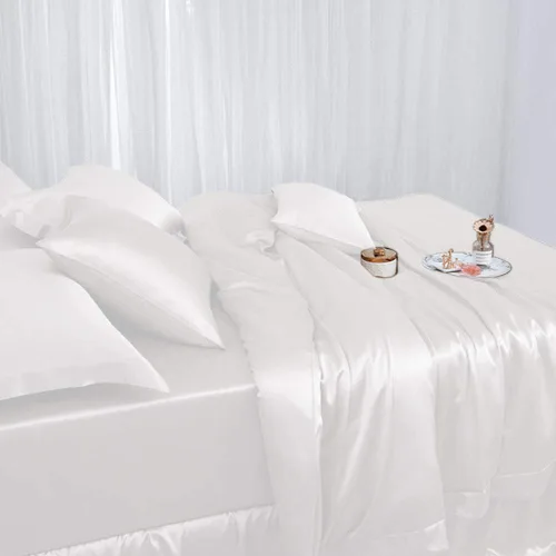 Miniatura 7 de THXSILK Juego de sábanas de 100% seda, juego de sábanas de 4 piezas de seda 7A+ de 22 momme 7A+, suave y transpirable, ropa de cama de lujo
