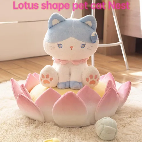 Miniatura 2 de Lindo y cómodo cojín para nido de gato, grueso, antideslizante, tridimensional, multifuncional, para mascotas, cojín interior (S)