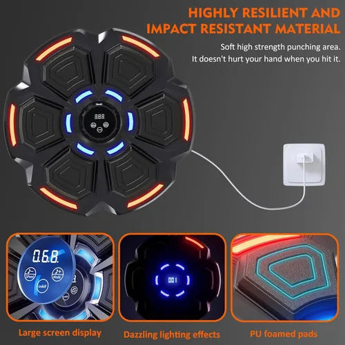 Miniatura 5 de Máquina de Boxeo con Música para Adultos - 9 Modos y 9 Velocidades, Máquina de Boxeo con Música Bluetooth con Guantes, Equipo de Entrenamiento