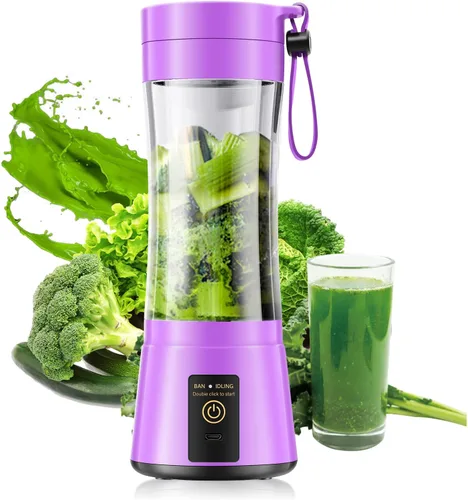 Miniatura 12 de Licuadora portátil de tamaño personal, taza de viaje de 12 onzas para hacer batidos y batidos, inalámbrica y recargable por USB, recién exprimida