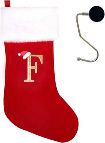 Miniatura 74 de Medias de Navidad de 20 pulgadas con monograma, letras, medias súper suaves grandes de Navidad, medias de monograma rojo para Navidad, regalo