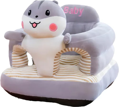 Asiento de apoyo para bebé, lindo sofá para bebé para sentarse, cómodos asientos de felpa para bebés (hamster, 17.5 pulgadas de ancho x 17.5