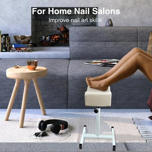 Miniatura 5 de Reposapiés de pedicura, silla de pedicura ajustable en altura, taburete de pedicura antideslizante para masaje, oficina o hogar (gris claro)