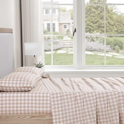 Miniatura 2 de Stone Cottage - Juego de sábanas, ropa de cama de percal de algodón crujiente y transpirable con funda de almohada a juego, 200 hilos, bolsillo