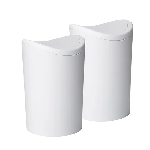 Miniatura 5 de Superio MIni - Bote de basura para baño con tapa, cubo de basura mini gris moderno con tapa abatible (1 1/2 galones, 6 litros) bote de basura