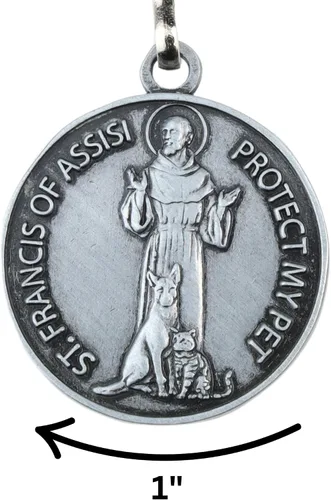Miniatura 2 de Needzo Medalla de San Francisco para collar de perro, dije de medallón de San Patrono para mascotas, regalos religiosos para nuevos dueños