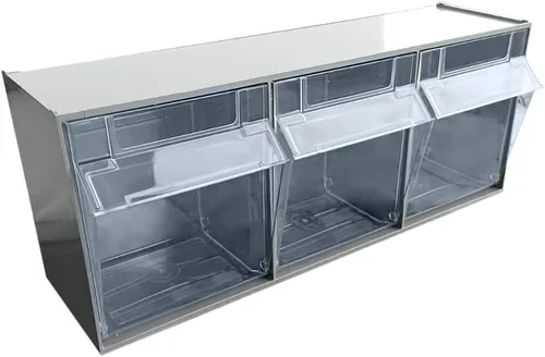 Armario de almacenamiento con 3 contenedores inclinables | Organizador horizontal para armario, cocina, garaje, 23.6 pulgadas de ancho x 8.2