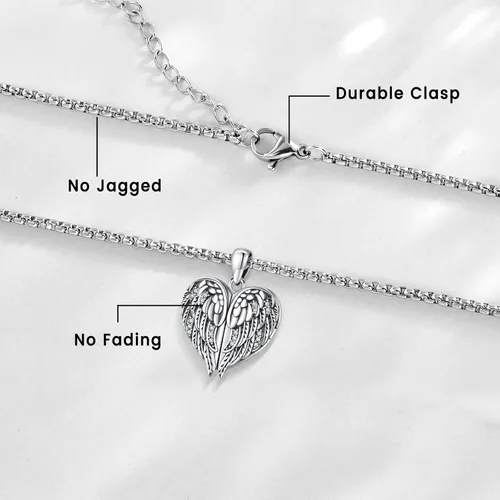 Miniatura 3 de Collar de alas de ángel de plata de ley 925, ángel de la guarda, enfermera RN caduceo, dije de ángel de cristal, joyería de regalo para mujer