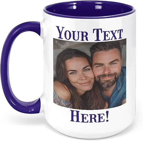 Miniatura 18 de Taza de café de cerámica negra personalizada de 11 onzas con texto, mensaje, tu texto aquí, nombre, DYE Taza para Cafe personalizadas, con foto
