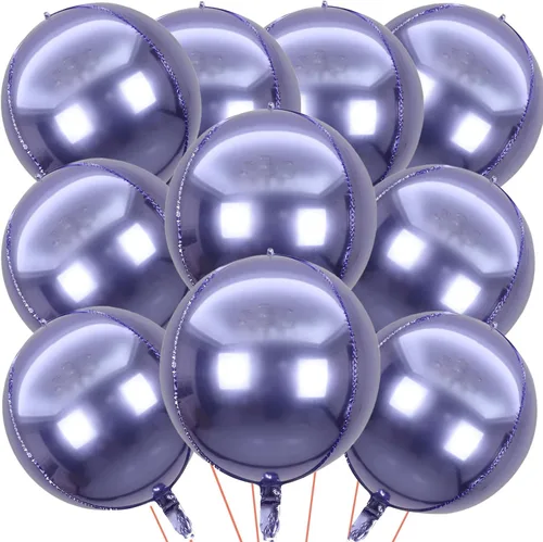 Miniatura 13 de KALOR Globos de papel de aluminio de 22 pulgadas de feliz año nuevo, 10 piezas, globos grandes 4D gigantes redondos de papel de aluminio metálico