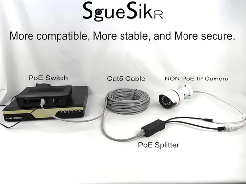 Miniatura 6 de Paquete de 4 divisores PoE de 12 V 1.2 A, PoE activo a 0.083 in de CC – Cumple con IEEE 802.3af/at, hasta 328 pies de potencia a través de Ethernet
