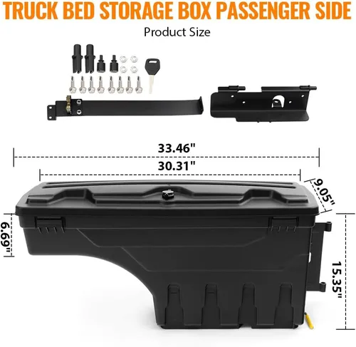 Miniatura 3 de G-PLUS Caja de almacenamiento para caja de camión, caja de herramientas para lado derecho del pasajero, compatible con Toyota Tundra 2007-2020, caja