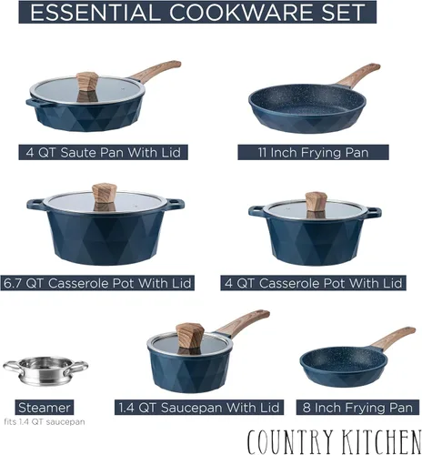 Miniatura 2 de Country Kitchen Juego de utensilios de cocina de aluminio fundido antiadherente, utensilios de cocina duraderos para cocinar todos los días
