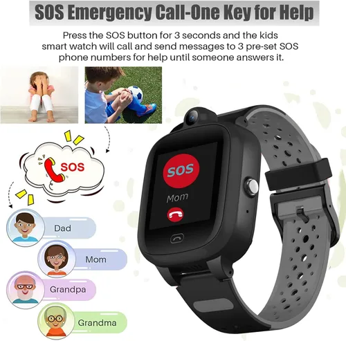 Miniatura 4 de TEZILON Reloj inteligente GPS 4G para niños, seguimiento global en tiempo real, videollamadas y texto Geo-Fence SOS Alerta de emergencia Mensaje