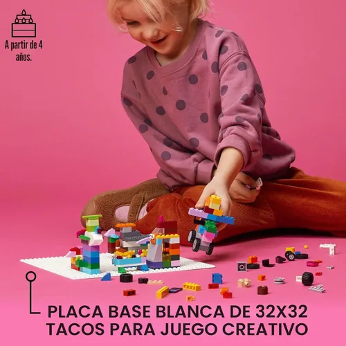 Miniatura 2 de LEGO Placa base blanca clásica, base cuadrada de 32 x 32 pulgadas para construir, jugar y mostrar creaciones de ladrillos, ideal para paisajes