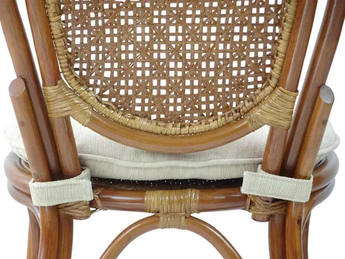 Miniatura 6 de Denver Dining - Silla auxiliar de mimbre hecha a mano con cojín color crema, ratán natural, colonial