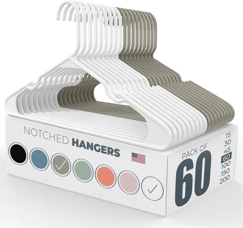 Miniatura 30 de Perchas de plástico gris para ropa Paquete de 200 unidades disponibles para 15, 30, 45, 60, 100, 150, 200 unidades, perchas de plástico