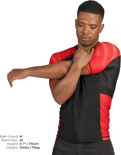 Miniatura 3 de Sanabul Esencial manga corta Rash Guard MMA BJJ Wrestling Grappling Jiu Jitsu Rojo