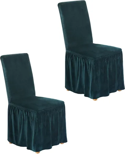 Miniatura 44 de NICEEC Fundas de silla de elastano para sillas de comedor, juego de 6 fundas de sillas de comedor extraíbles con falda, fundas de silla de comedor