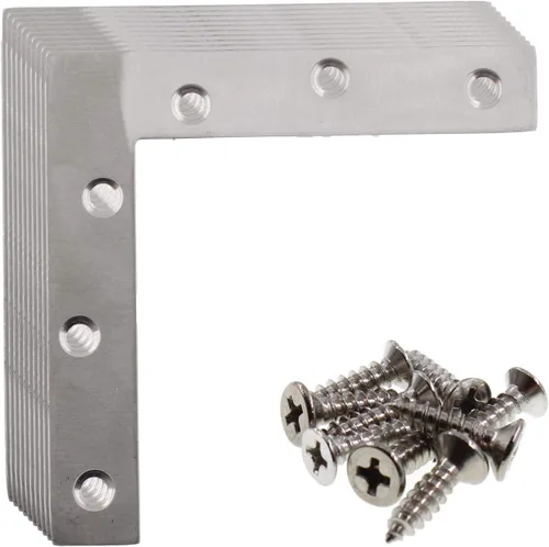 Miniatura 9 de Soporte de Esquina en Forma de L de Acero Inoxidable para Madera, Soporte de Unión y Fijación para Estantes, Muebles y Gabinetes, Juego de 10