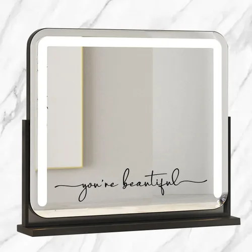 Miniatura 2 de Calcomanía "Eres Hermosa", Adhesivo de Afirmaciones Positivas para Espejo, Vinilo Negro de 16x3.3 Pulgadas para Decoración de Salón de Belleza