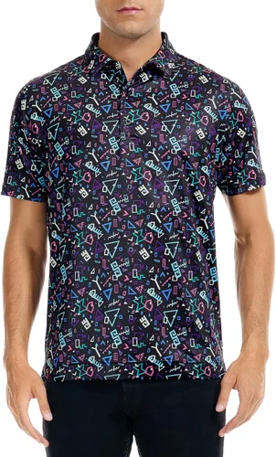 Miniatura 44 de DEOLAX Camisa de golf para hombre, con estampado de moda, atlética, de manga corta, clásica, casual, ajuste seco, suave, para hombres