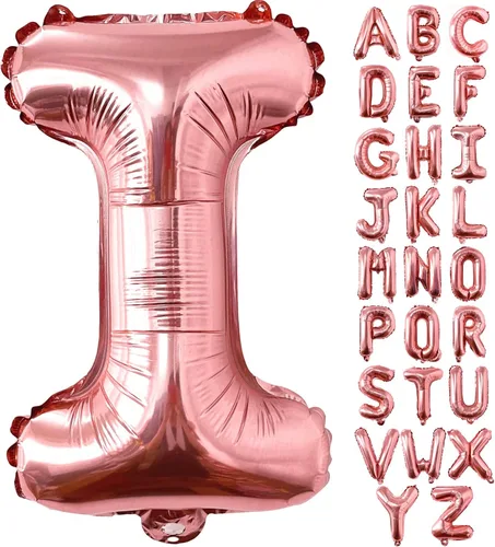 Lovoir Globos grandes de 40 pulgadas de oro rosa de la letra I de gran tamaño, globo de helio de aluminio de Mylar para decoración de fiesta de