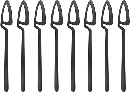 Miniatura 7 de Juego de cubiertos negros de 24 piezas de cubiertos negros para colgar, utensilios de acero inoxidable, incluye cuchillo, tenedor/cuchara, acabado