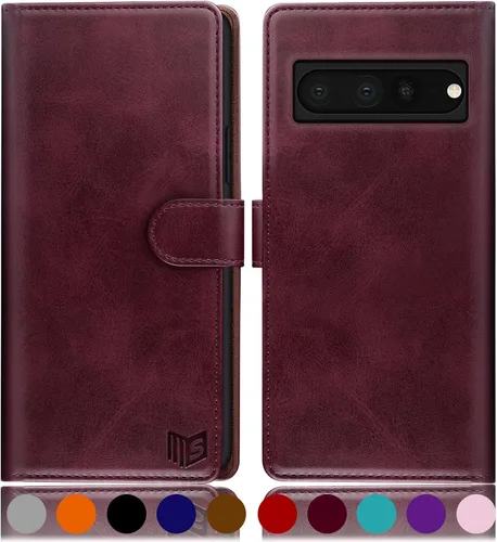 Miniatura 9 de SUANPOT Funda tipo cartera para Google Pixel 7 Pro 5G con bloqueo RFID, tarjetero de crédito, funda protectora de piel sintética con tapa para Oro