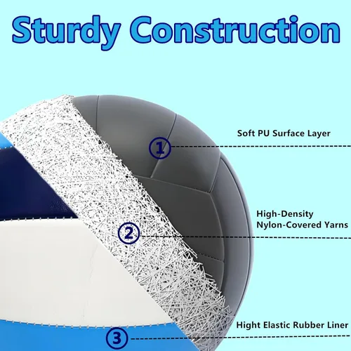 Miniatura 4 de Official Size 5 Volleyball Balls, Waterproof Soft Bulk Recreational Volley Balls with Pump and Net Bag for Beach Pool Sand Training for Beginner