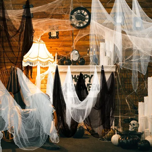 Miniatura 3 de Boao Paño de queso de Halloween para manualidades, tela de gasa de muselina de algodón grande para fiesta de Halloween, decoración de fiesta
